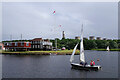 SK4931 : Sailing past Trent Valley Sailing Club by Stephen McKay