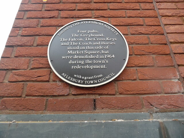 Plaque on building in Market Square, Aylesbury