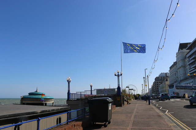 The Sussex Flag flying on Grand Parade, Eastbourne, East Sussex