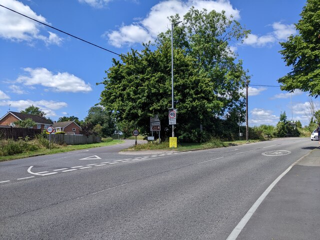 Westwood Road joining the A363 on the edge of Trowbridge