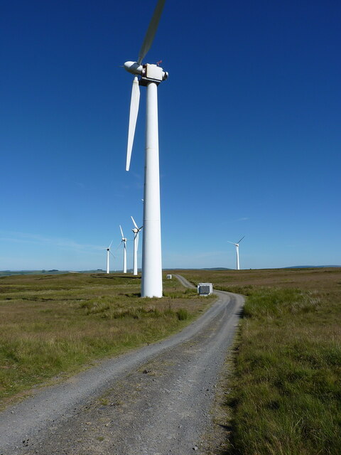 Access track and turbines on the moor