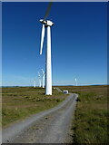 SO0383 : Access track and turbines on the moor by Richard Law