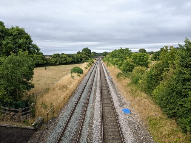 Railway seen from the bridge on Combe Lane