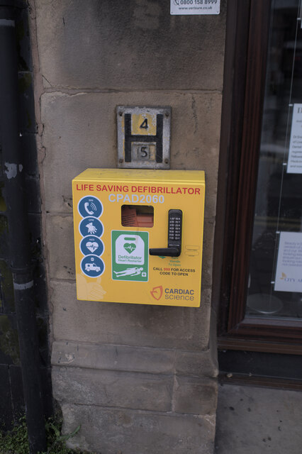 Defibrillator on the shopfront