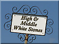 Sign for High and Middle White Stones Farms