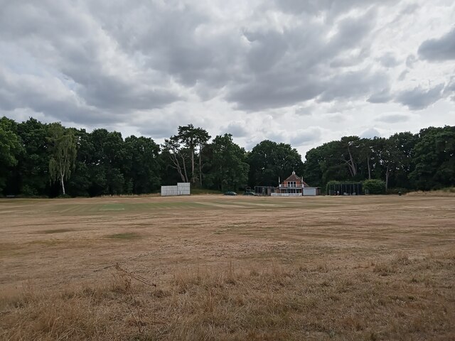 A parched cricket field at The Heath