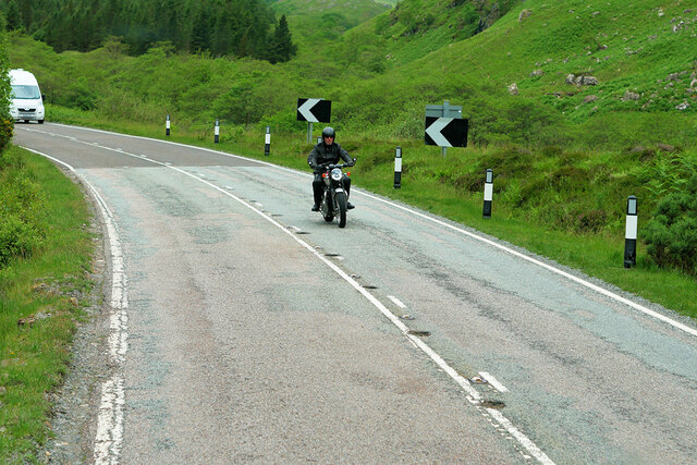 Motorcyclist on the A87 in Glen Shiel