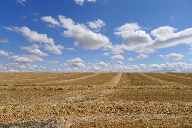 Footpath across a field wheat stubble
