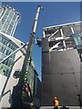 Cladding going up on new building on Moor Lane