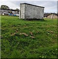 Dugout at the edge of football pitch, Pentwynmawr