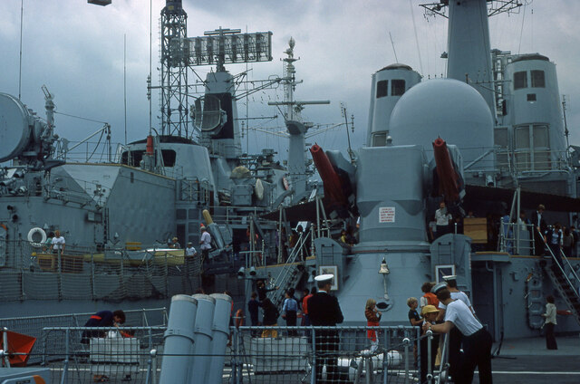HMS Kent and HMS Bristol at the 1975 Portsmouth Navy Days