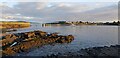 NM7417 : Seil - Ellenabeich - wall, pier and view to Easdale by Rob Farrow