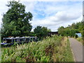 The towpath, with moored canal barge, Stratford-upon-Avon Canal