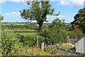 View over fields north east of minor road