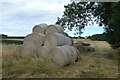 NZ1722 : Bales along the path by DS Pugh