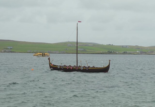 Replica Viking ship in Bressay Sound.
