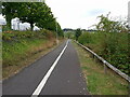 Shared-use pathway behind shops on the Forge Retail Park