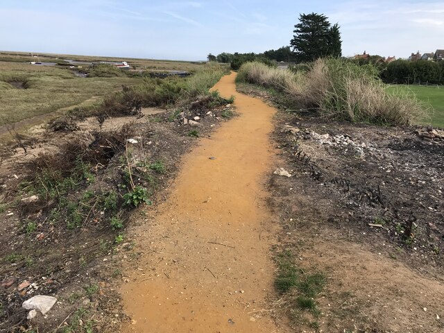 Fire damage on the coastal path at Brancaster Staithe in Norfolk