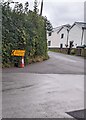 Yellow Diverted Traffic sign, Church Road, Llanishen, Monmouthshire