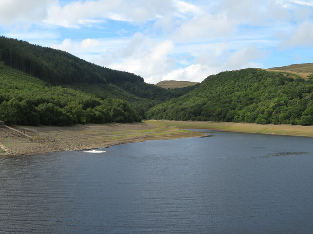 View across the depleted Garreg Ddu Reservoir