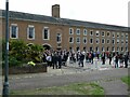 Crowds at County Hall, Exeter, for proclamation of King Charles (1)