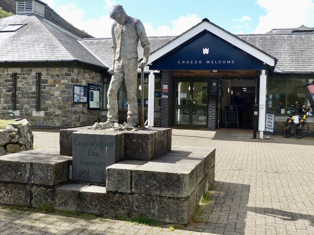 Elan Valley visitor centre and statue