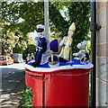 Yarn-bombed postbox, Birmingham Road, Stoneleigh, 2/2 