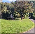 Public artwork on a green, Lower Backway, Bruton