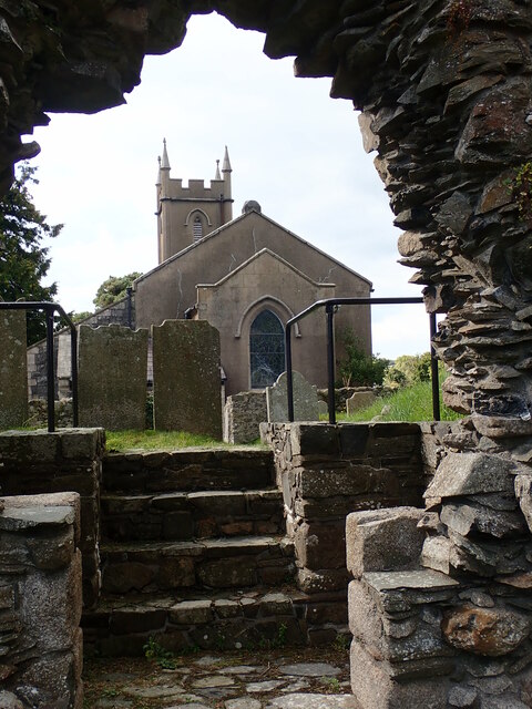 Maghera CoI Church viewed from the ruined monastic church