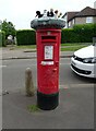 Yarn bombed George VI postbox on Harrison Way, Slough