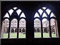 NZ2742 : Durham Cathedral - Cloister windows and view southwards by Rob Farrow