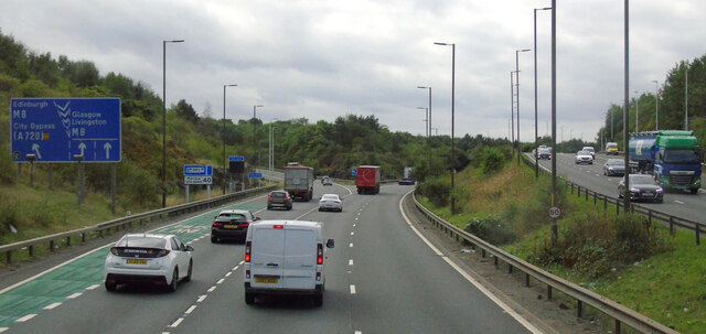 The M9 Motorway Approaching The M8... © Thomas Nugent Cc-by-sa/2.0 ...