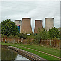 SK0517 : Canal and cooling towers near Rugeley in Staffordshire by Roger  D Kidd