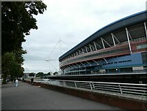 ST1776 : View of Principality Stadium across River Taff by David Smith