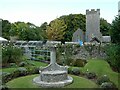 Garden of St Fagans castle and village church