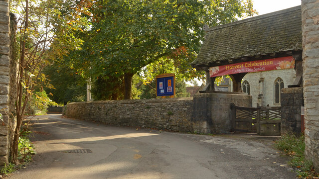 Church Lych Gate and Lane in Wookey Village, Somerset