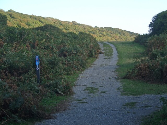 National Cycle Route 4 and a waymark at Margam Country Park