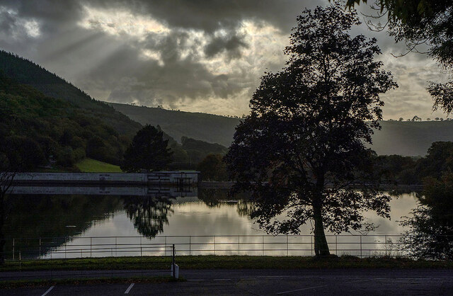 Cwm Rheidol Reservoir at dusk