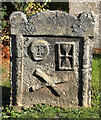 An old symbolic gravestone at St Helen?s Churchyard, Cockburnspath