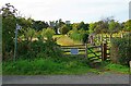 Start of public footpath passing through Croome Park, Worcs