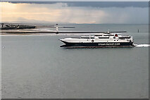 SJ3094 : Catamaran passing New Brighton Lighthouse by David Dixon