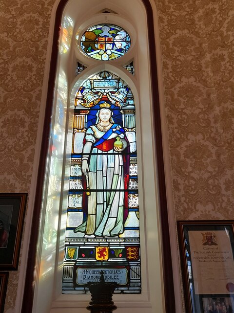 Queen Victoria Stained Glass Window in Inverness Town House, Scotland