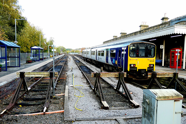 A Northern class 150 train at Buxton Station