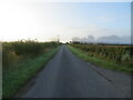 Minor road and early morning banks of mist near Murdieston