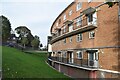 Curved block of flats below Vicars Hill