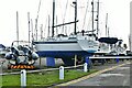 Bradwell Waterside: Beached boats at the marina