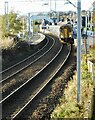 Train running through Cardross station