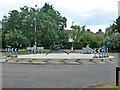 Cyclist artwork, roundabout on A3050 Hurst Road