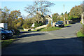 Bus stop at lane junction, Amberley