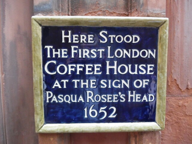 Plaque of The First London Coffee House off Cornhill